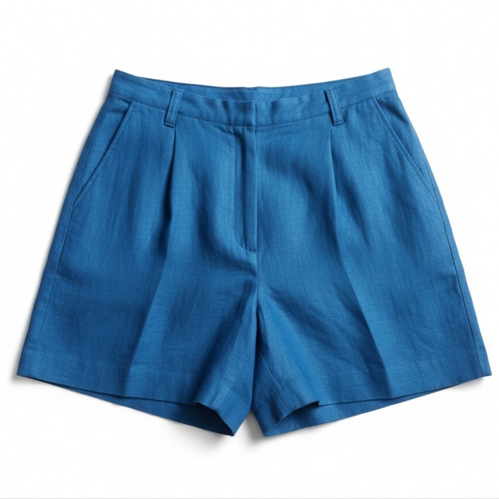 J. Khaki Blue 100% Linen Shorts Womens Size 14 Summer Casual Resortwear